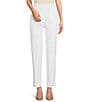 Color:White - Image 1 - Organic Cotton Stretch Woven High Waisted Tapered Leg Ankle Pants