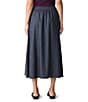 Eileen Fisher Organic Cotton Twill Elastic Waits A-Line Midi Skirt, Color:Denim - Image 2