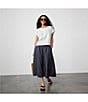 Eileen Fisher Organic Cotton Twill Elastic Waits A-Line Midi Skirt, Color:Denim - Image 3