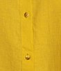 Color:Lemon Drop - Image 4 - Organic Handkerchief Linen Long Sleeve High-Low Hem Shirt