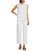 Eileen Fisher Organic Handkerchief Linen Point Collar Sleeveless Button Front Shirt, Color:White - Image 5