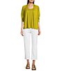 Eileen Fisher Organic Linen Blend Open Front Straight Hem Long Sleeve Cardigan, Color:Golden Pear - Image 6