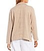 Color:Wheat - Image 2 - Organic Linen Cotton Stand Collar Long Sleeve Patch Pocket Button Front Jacket