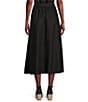 Color:Black - Image 2 - Organic Linen Elastic Waist A-Line Gathered Midi Skirt