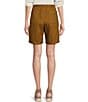 Color:Bronze - Image 2 - Organic Linen Elastic Waist Flat Front Shorts