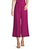 Eileen Fisher Organic Linen Elastic Waist Wide Leg Pants, Color:Sangria - Image 1
