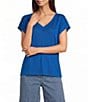 Eileen Fisher Organic Linen Jersey V-Neck Cap Sleeve Top - Image 1