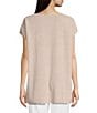 Color:Natural White - Image 2 - Organic Linen Knit V-Neck Cap Sleeve Boxy Top