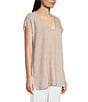 Color:Natural White - Image 3 - Organic Linen Knit V-Neck Cap Sleeve Boxy Top