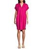 Eileen Fisher Organic Linen Notch Collar Cap Sleeve Shirtdress, Color:Fuchsia - Image 1