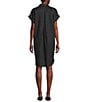 Eileen Fisher Organic Linen Notch Collar Cap Sleeve Shirtdress, Color:Black - Image 2