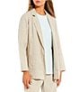 Color:Undyed Natural - Image 1 - Organic Linen Notch Lapel Collar Pocketed Open-Front Long Blazer