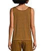 Color:Bronze - Image 2 - Organic Linen Stretch Jersey Knit Scoop Neck Sleeveless Relaxed Fit Tank
