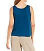 Color:Atlantis - Image 2 - Organic Linen Stretch Jersey Knit Scoop Neck Sleeveless Relaxed Fit Tank