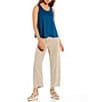 Color:Atlantis - Image 3 - Organic Linen Stretch Jersey Knit Scoop Neck Sleeveless Relaxed Fit Tank