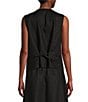 Color:Black - Image 2 - Organic Linen V-Neck Sleeveless Button Front Vest