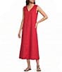 Eileen Fisher Organic Linen V-Neck Sleeveless Maxi Dress - Image 1