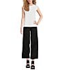 Color:Black - Image 3 - Organic Linen Elastic Waist Relaxed Wide-Leg Pocketed Ankle Pants