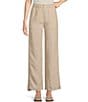 Color:Undyed Natural - Image 1 - Organic Linen Elastic Waist Relaxed Wide-Leg Pocketed Ankle Pants