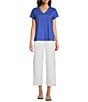 Color:Blue Star - Image 3 - Organic Pima Cotton Jersey V-Neck Short Sleeve Tee Shirt