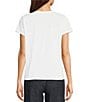 Color:White - Image 2 - Organic Pima Cotton Jersey V-Neck Short Sleeve Tee Shirt
