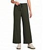Eileen Fisher Organic Waffle Double Knit Coordinating Drawstring Wide Ankle Pants - Image 1