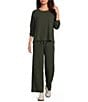 Eileen Fisher Organic Waffle Double Knit Coordinating Drawstring Wide Ankle Pants - Image 3