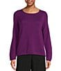 Eileen Fisher Peruvian Cotton Blend Boat Neck Long Sleeve Sweater, Color:Dalia - Image 1