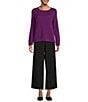 Eileen Fisher Peruvian Cotton Blend Boat Neck Long Sleeve Sweater, Color:Dalia - Image 3