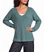 Eileen Fisher Peruvian Cotton-Blend V-Neck Long Sleeve Sweater - Image 1