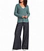 Eileen Fisher Peruvian Cotton-Blend V-Neck Long Sleeve Sweater - Image 3
