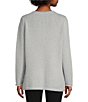 Color:Delphine - Image 2 - Peruvian Organic Cotton Knit Round Neck Long Sleeve Side Slit Boxy Sweater