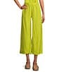 Eileen Fisher Petite Organic Linen Elastic Waist Wide Leg Pants, Color:Chartreuse - Image 1