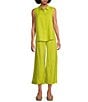 Eileen Fisher Petite Organic Linen Elastic Waist Wide Leg Pants, Color:Chartreuse - Image 3