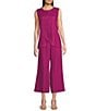 Eileen Fisher Petite Organic Linen Elastic Waist Wide Leg Pants, Color:Sangria - Image 3