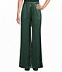 Eileen Fisher Petite Size Crinkled Textured Satin Weave Pull-On Straight Leg Pants - Image 1