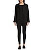 Eileen Fisher Petite Size Knit Jersey High-Rise Slim Leggings, Color:Black - Image 3