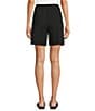 Eileen Fisher Petite Size Organic Cotton Blend Stretch Jersey Elastic Drawstring Shorts, Color:Black - Image 2