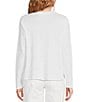Color:White - Image 2 - Petite Size Organic Linen Jersey Crew Neck Long Sleeve Tee Shirt