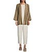 Color:Ivory - Image 3 - Petite Size Silk Georgette Crepe Pull-on Ankle Length Lantern Pants
