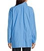 Eileen Fisher Petite Size Stand Collar Long Sleeve Hidden Hood Coat, Color:Azure - Image 2