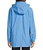 Eileen Fisher Petite Size Stand Collar Long Sleeve Hidden Hood Coat, Color:Azure - Image 5