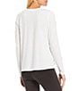 Color:White - Image 2 - Petite Size Tencel Jersey Long Sleeve Lightweight Crew Neck Top