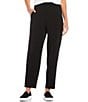 Color:Black - Image 1 - Petite Size Tencel Jersey Tapered Slouch Ankle Pull-On Pants
