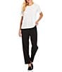 Eileen Fisher Petite Size Tencel Jersey Tapered Slouch Ankle Pull-On Pants, Color:Black - Image 3