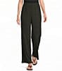 Eileen Fisher Petite Size Textured Crinkle Woven Plisse Wide Leg Pull-On Ankle Pants - Image 1