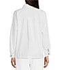 Color:White - Image 2 - Petite Size Textured Organic Cotton Point Collar Long Sleeve Button-Front Boxy Jacket