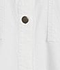 Color:White - Image 5 - Petite Size Textured Organic Cotton Point Collar Long Sleeve Button-Front Boxy Jacket