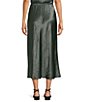 Eileen Fisher Petite Textured Satin Elastic Waist Bias Maxi Skirt, Color:Everglade - Image 2