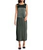 Eileen Fisher Petite Textured Satin Elastic Waist Bias Maxi Skirt, Color:Everglade - Image 3